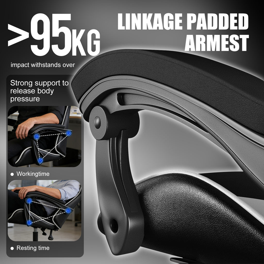 Gaming Chair with Adjustable Height, Lumbar Support, Wheels - product gallery image 6