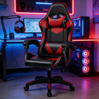 Gaming Chair with Adjustable Height, Lumbar Support, Wheels - Five-wheel red gaming chair option