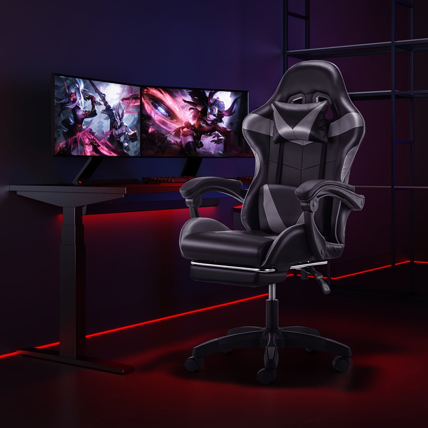 Gaming Chair with Adjustable Height, Reclining Adjustable Armrests E-Sports Racing - product gallery image 2