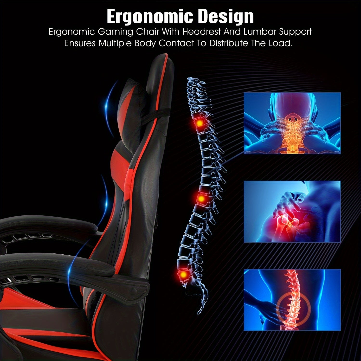 Gaming Chair with Adjustable Height, Reclining Adjustable Armrests E-Sports Racing - product gallery image 6