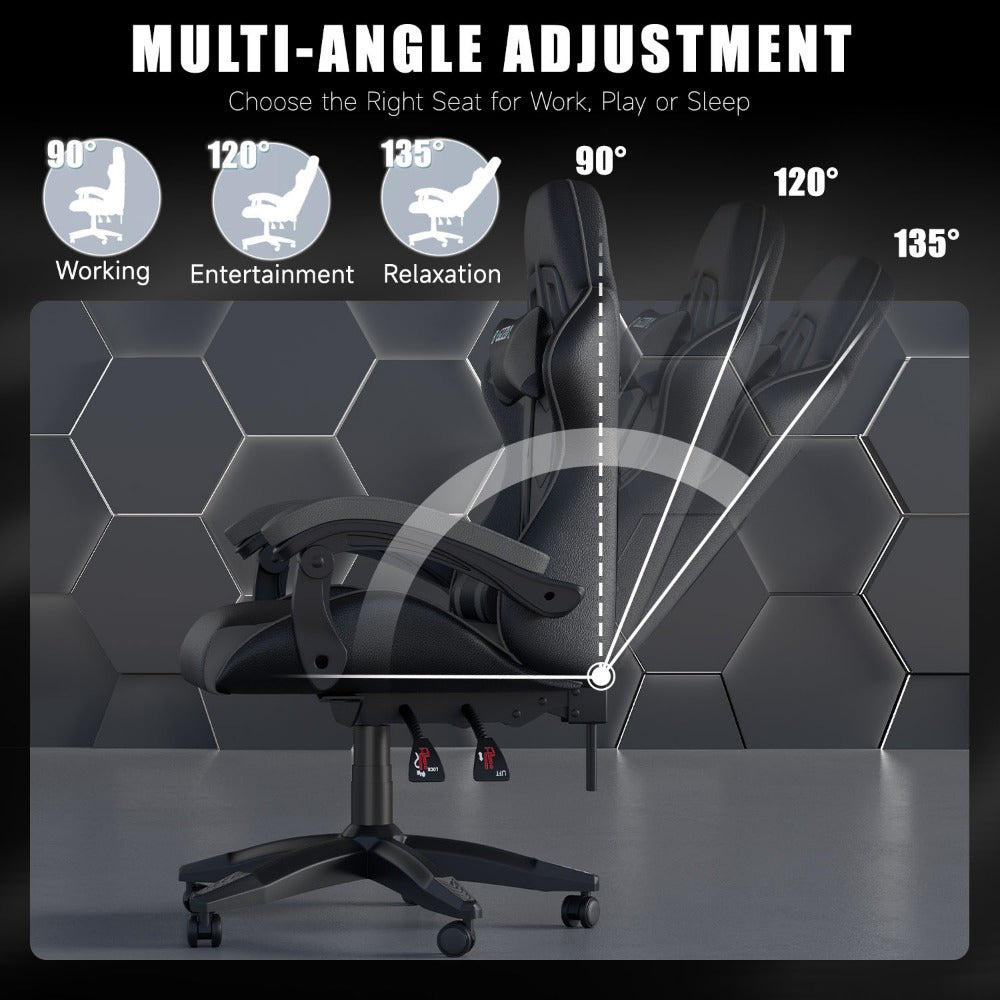 Gaming Chair with Adjustable Height, Wheels, 130kg, Metal - product gallery image 3