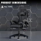 Gaming Chair with Adjustable Height, Wheels, 130kg, Metal - product gallery image 6