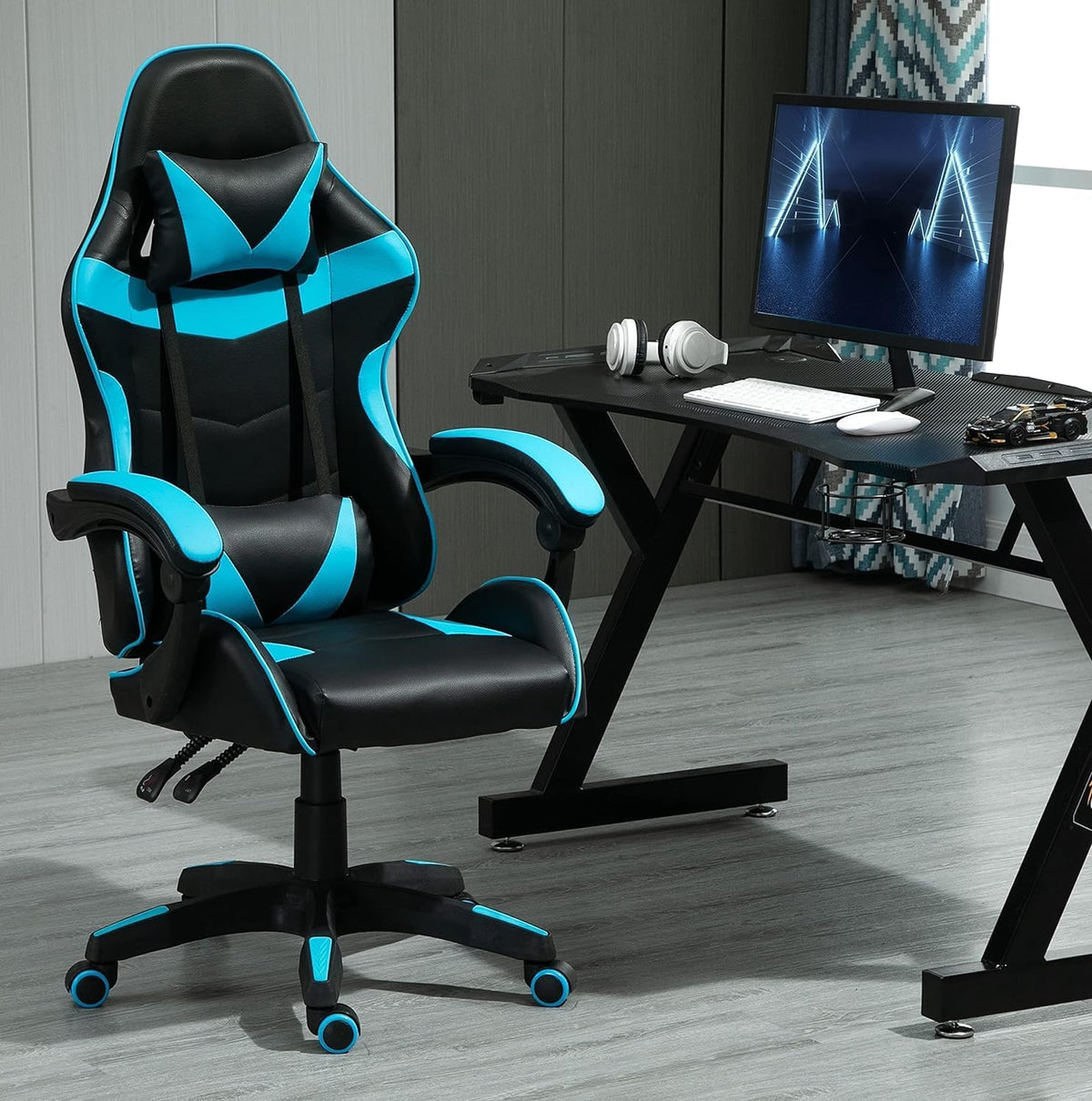 Gaming Chair with Adjustable Height, Wheels, 150kg, Metal - product gallery image 12