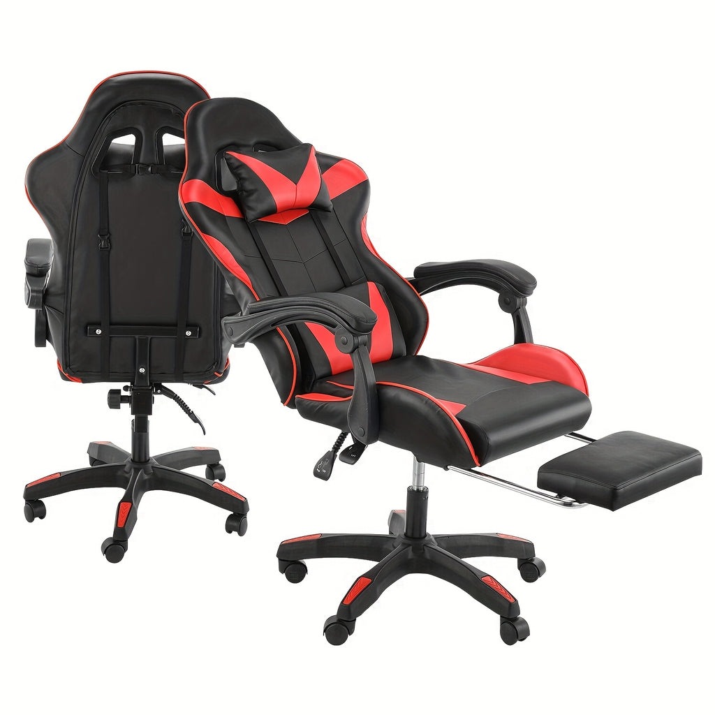 Gaming Chair with Lumbar Support, Easy Assembly, Metal - Black Red option