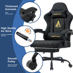 Gaming Chair with Lumbar Support, Metal, Footrest Reclining Backrest 90-155°, PU - product gallery image 5