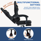 Gaming Chair with Lumbar Support, Metal, Footrest Reclining Backrest 90-155°, PU - product gallery image 7