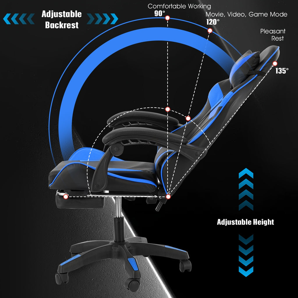 Gaming Chair with Lumbar Support, Pull-Out, Wheels, 150kg, Metal - product gallery image 2