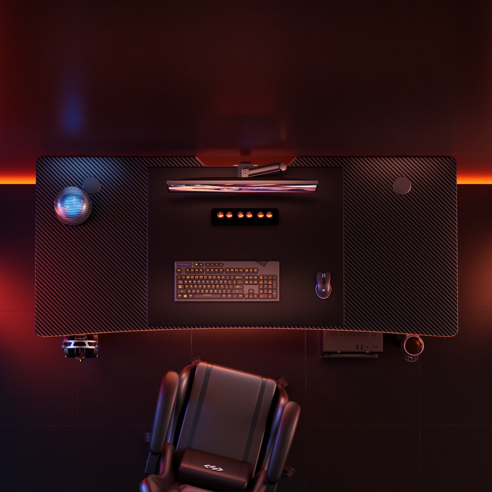Gaming Desk with Foldable, 50 cm, Cup Holder Headphone Hook A-Shaped Carbon - product gallery image 3