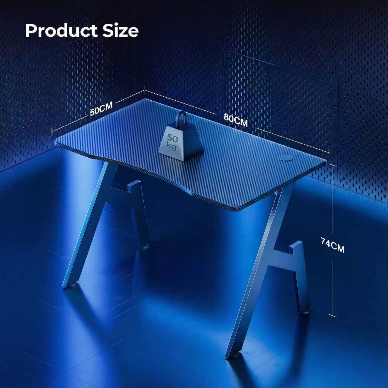 Gaming Desk with Foldable, 50kg, Carbon Fibre A-Shaped Steel Frame Ergonomic - product gallery image 14