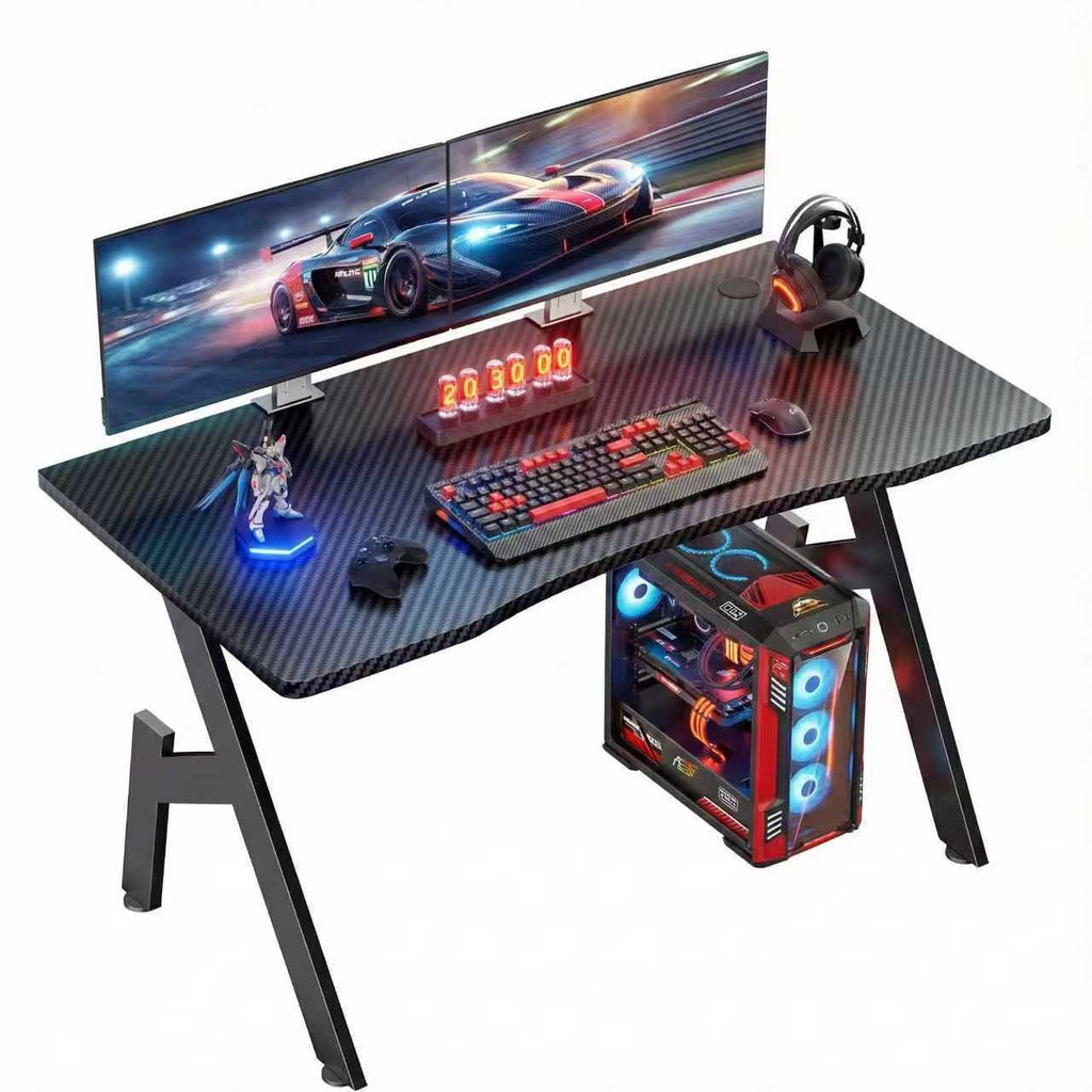 Gaming Desk with Foldable, 50kg, Carbon Fibre A-Shaped Steel Frame Ergonomic - product gallery image 4