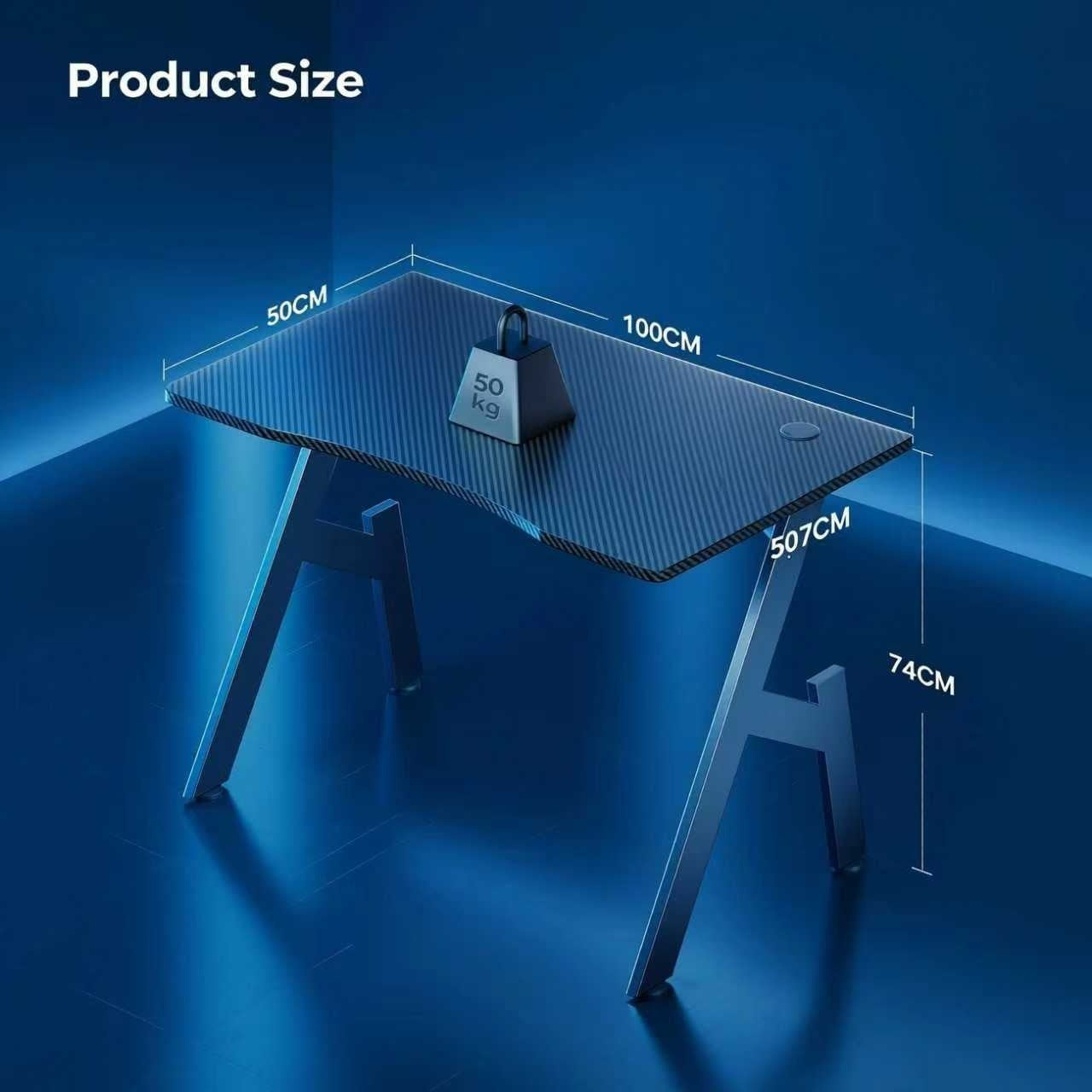 Gaming Desk with Foldable, 50kg, Carbon Fibre A-Shaped Steel Frame Ergonomic - product gallery image 6