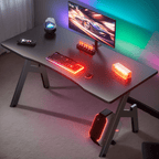 Gaming Desk with Foldable, 50kg, Carbon Fibre A-Shaped Steel Frame Ergonomic