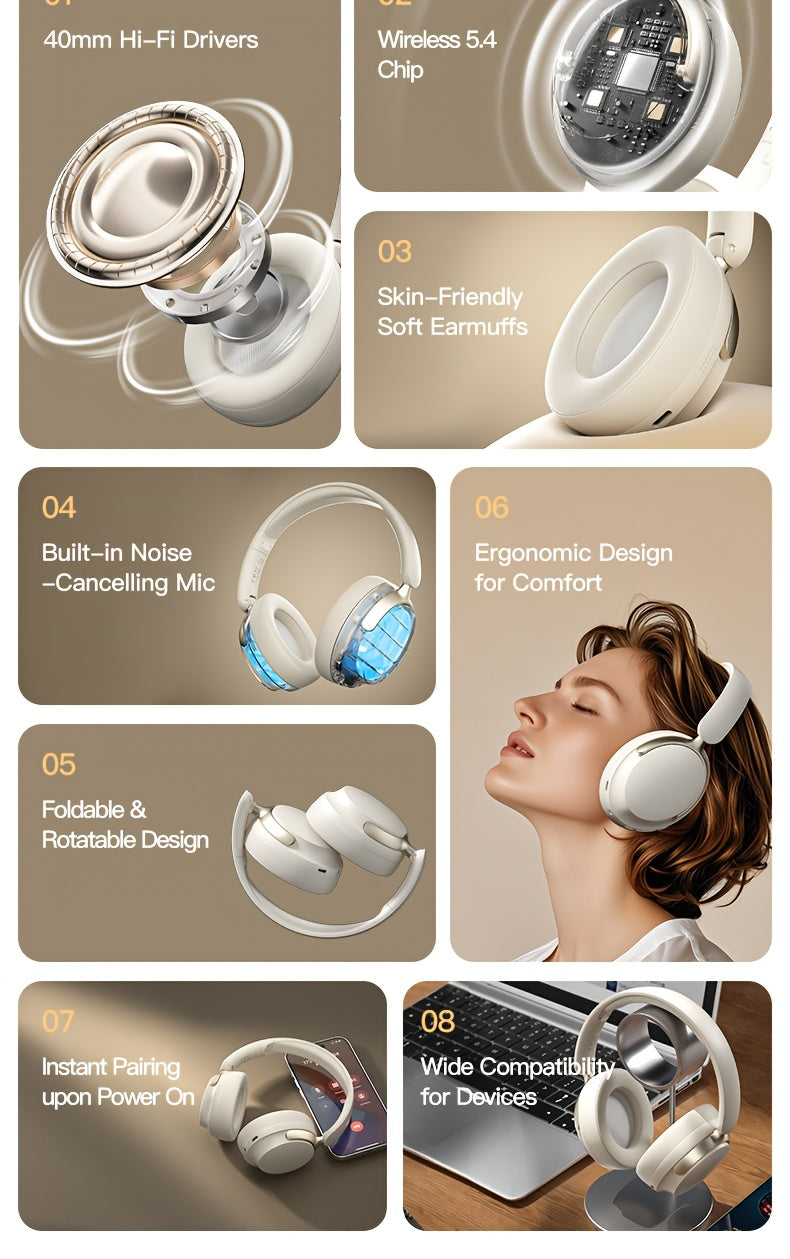 Gaming Headphone Wireless Over-Ear Headphones Microphone with Memory Foam - product gallery image 8