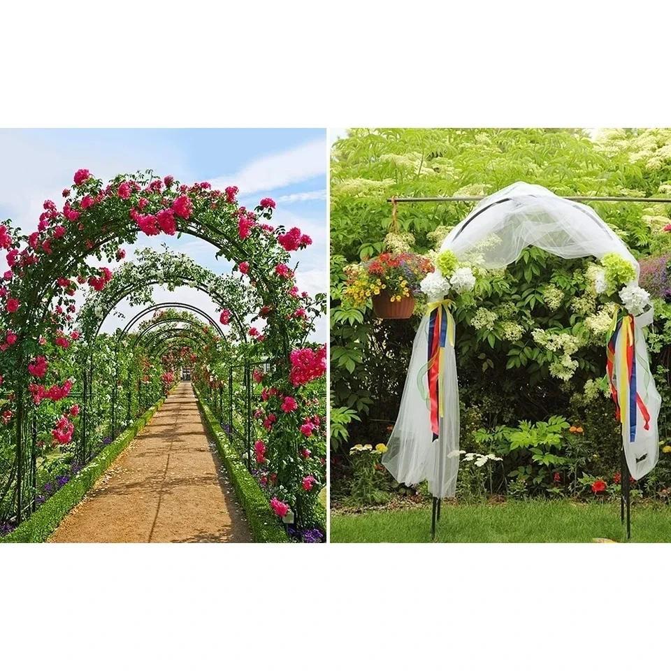 Garden Arch with 2.4m, Metal, 2.4m Gardern Arch, 2.4m Heavy Duty Metal Rose Powder - product gallery image 2