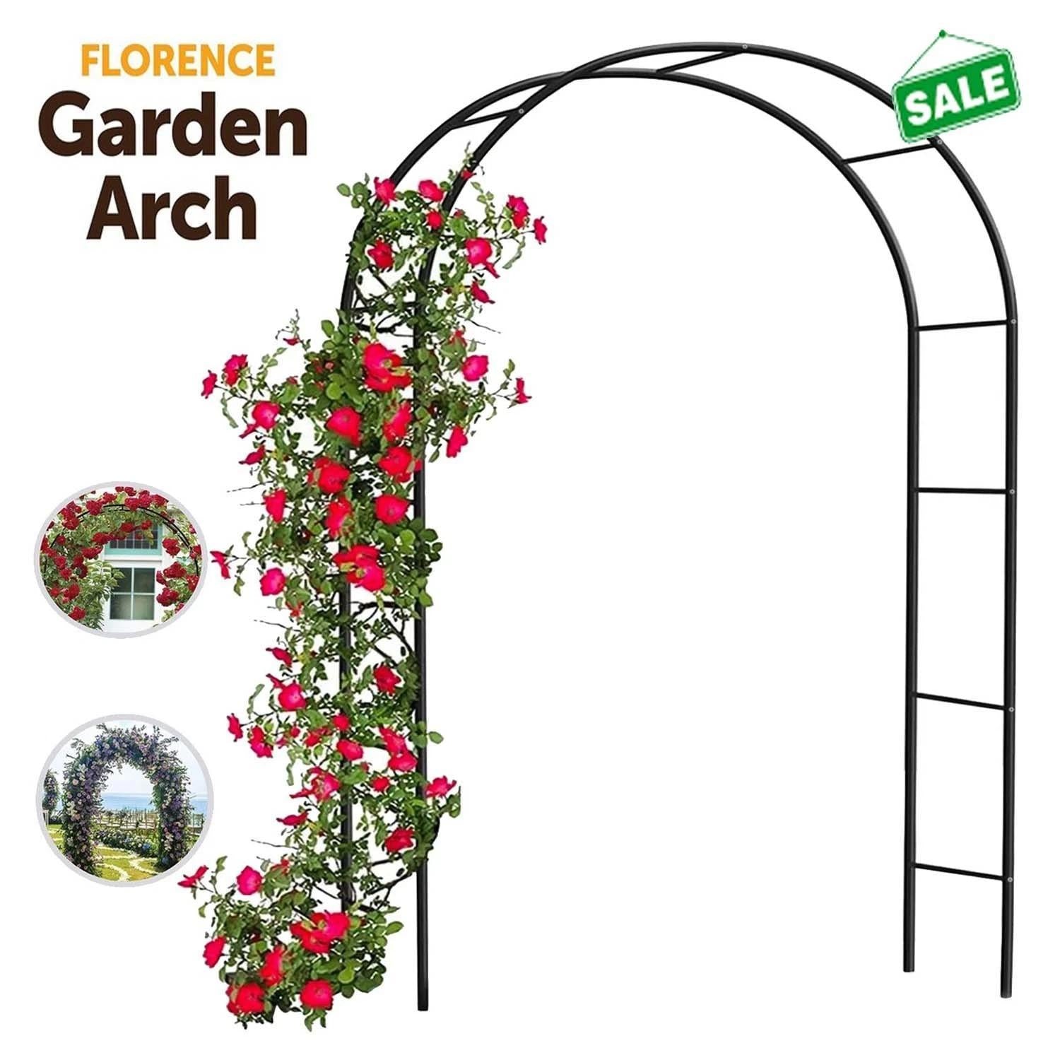 Garden Arch with 2.4m, Metal, 2.4m Gardern Arch, 2.4m Heavy Duty Metal Rose Powder