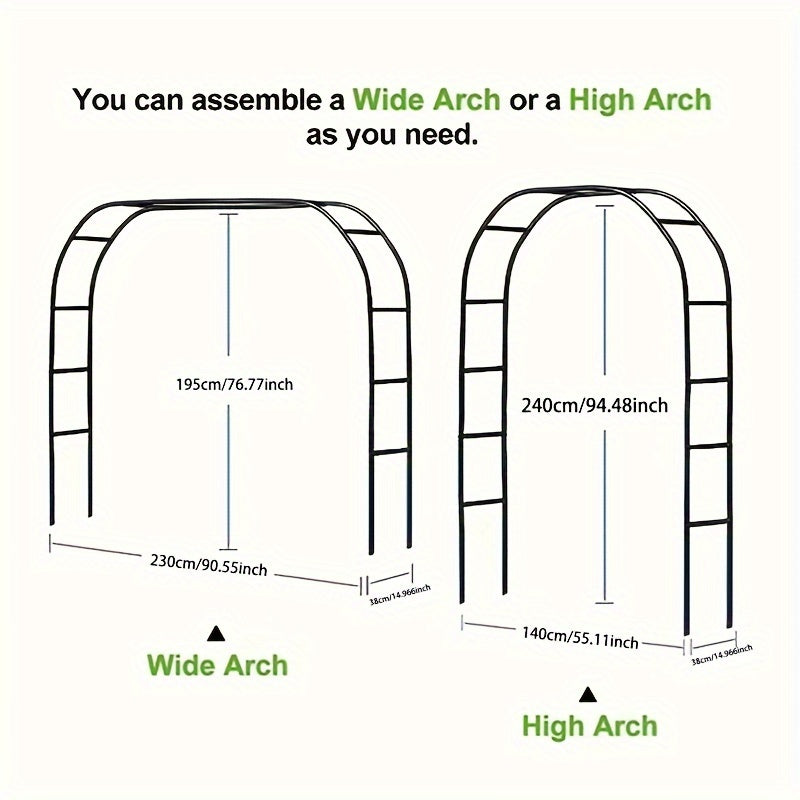 Garden Arch with Freestanding, Metal, Black Metal Trellis Climbing Plants Outdoor - product gallery image 3