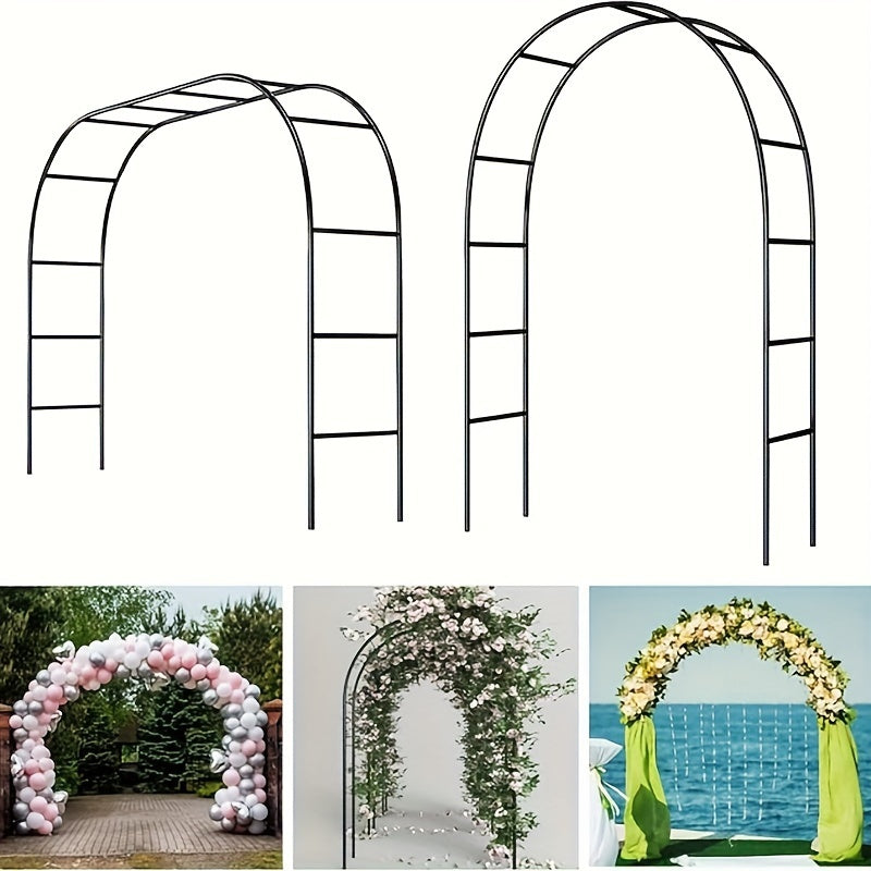 Garden Arch with Freestanding, Metal, Black Metal Trellis Climbing Plants Outdoor - product gallery image 4