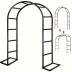 Garden Arch with Freestanding, Metal, Black Metal Trellis Climbing Plants Outdoor
