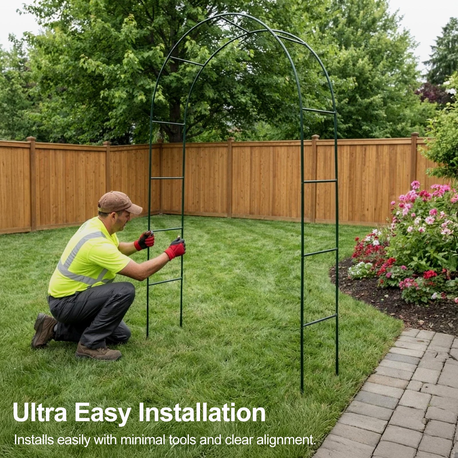 Garden Arch with Green Climbing Plants, Roses Clematis Outdoor - product gallery image 5