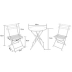 Garden Bistro Set with Foldable, 60cm, Metal, 2 Chairs - product gallery image 5