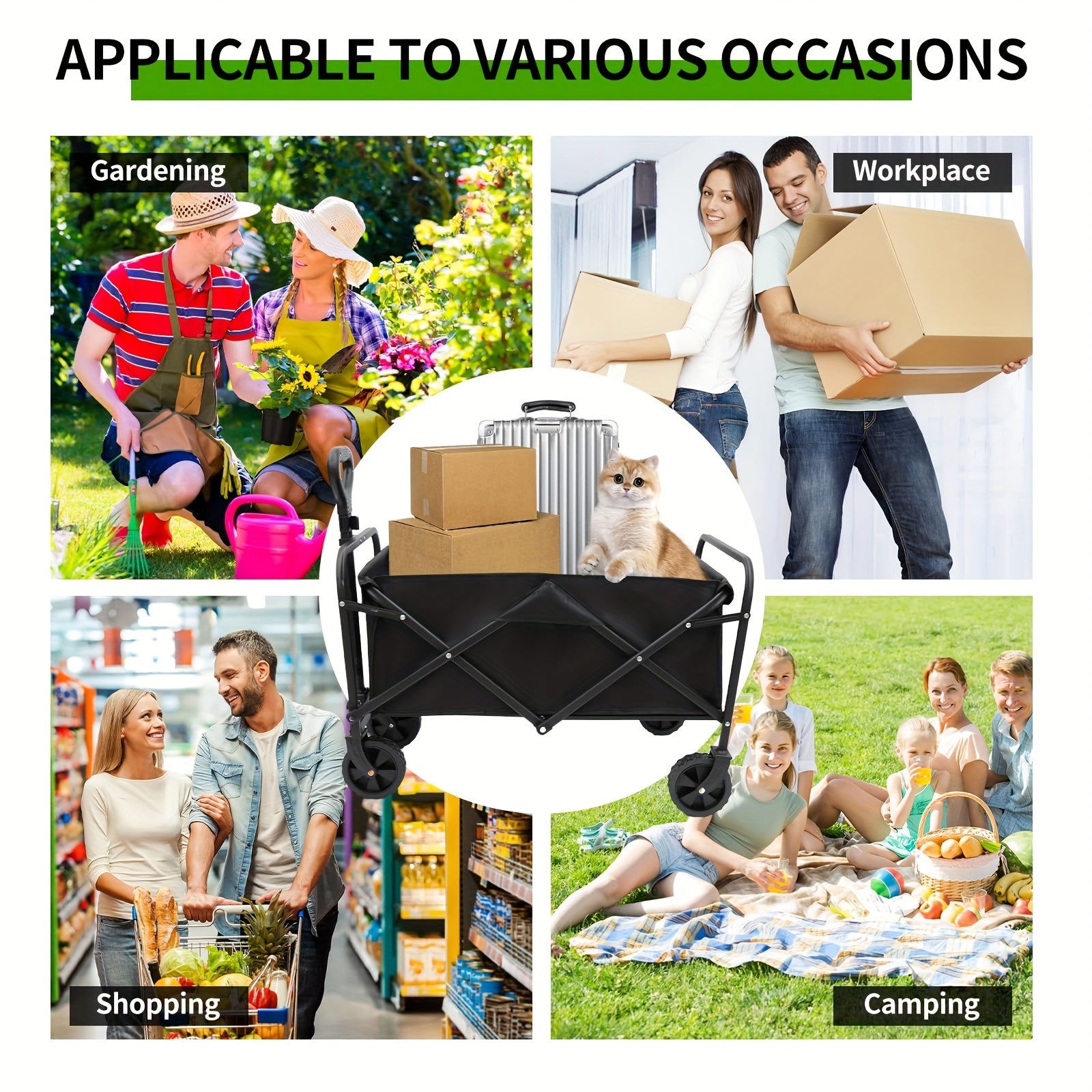 Garden Cart with Foldable, Wheels, 200kg, Wheel Heavy Duty Large Capacity Utility - product gallery image 10