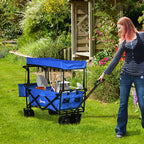 Garden Cart with Foldable, Wheels, Folding Pull-Along Wagon Removable Canopy - product gallery image 11