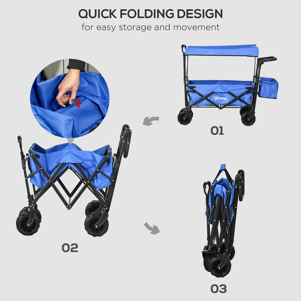 Garden Cart with Foldable, Wheels, Folding Pull-Along Wagon Removable Canopy - product gallery image 13
