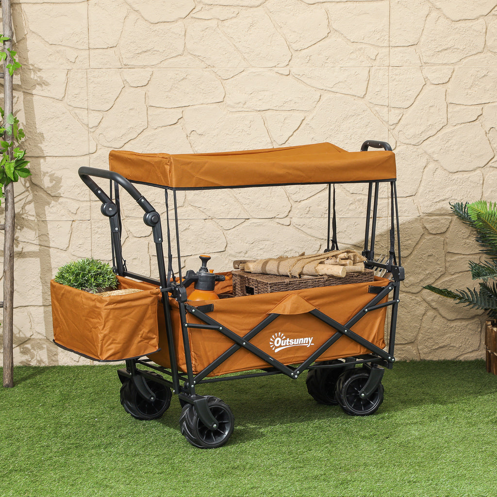 Garden Cart with Foldable, Wheels, Folding Pull-Along Wagon Removable Canopy - product gallery image 18