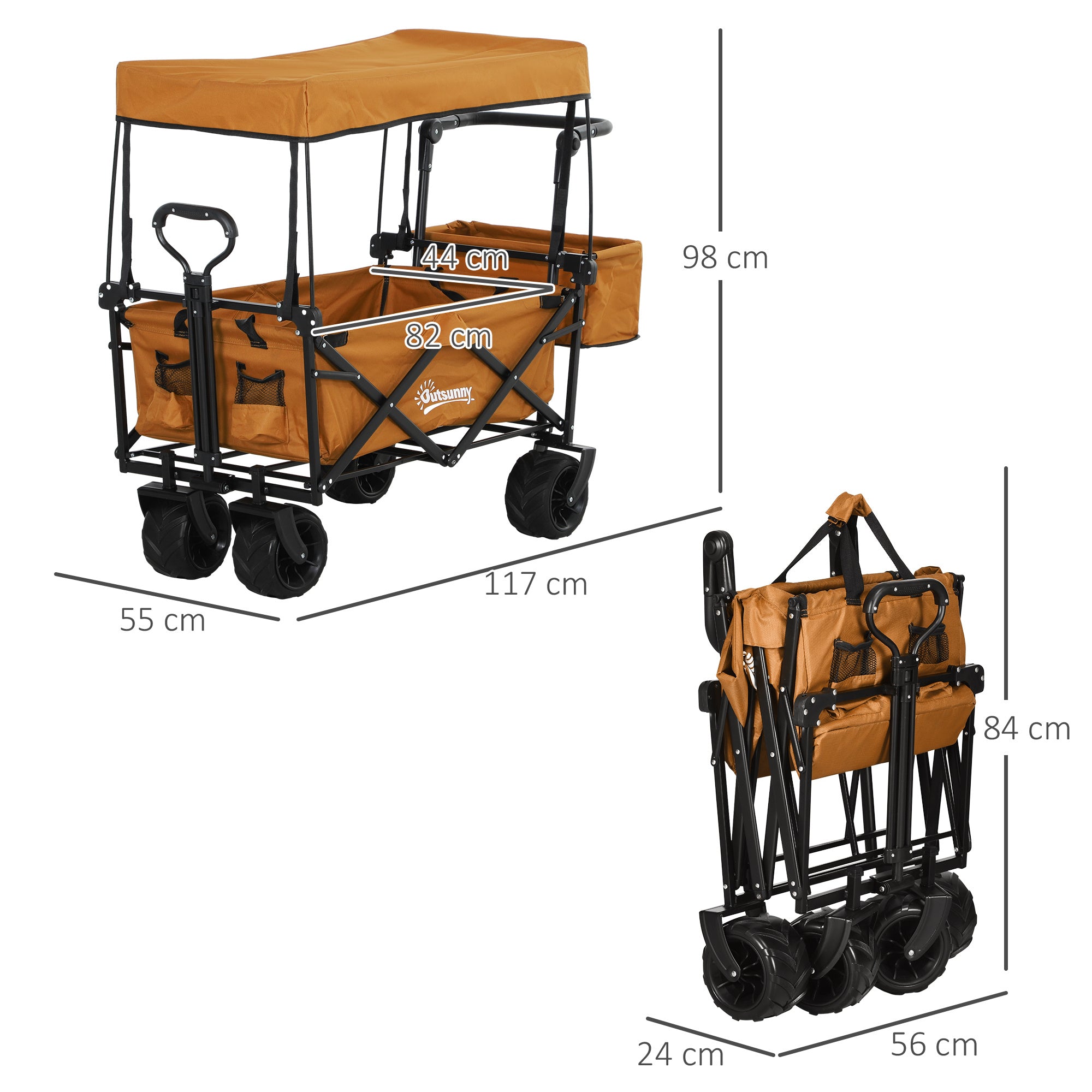 Garden Cart with Foldable, Wheels, Folding Pull-Along Wagon Removable Canopy - product gallery image 19