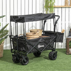 Garden Cart with Foldable, Wheels, Folding Pull-Along Wagon Removable Canopy - product gallery image 2