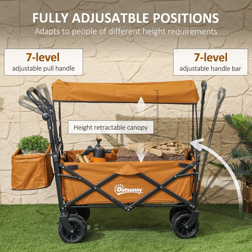 Garden Cart with Foldable, Wheels, Folding Pull-Along Wagon Removable Canopy - product gallery image 21
