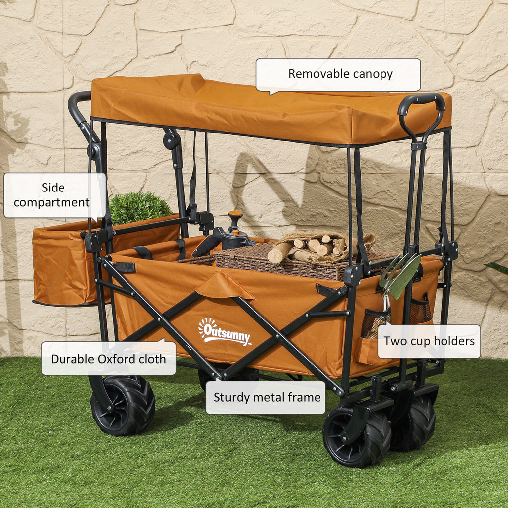 Garden Cart with Foldable, Wheels, Folding Pull-Along Wagon Removable Canopy - product gallery image 23