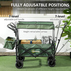 Garden Cart with Foldable, Wheels, Folding Pull-Along Wagon Removable Canopy - product gallery image 27
