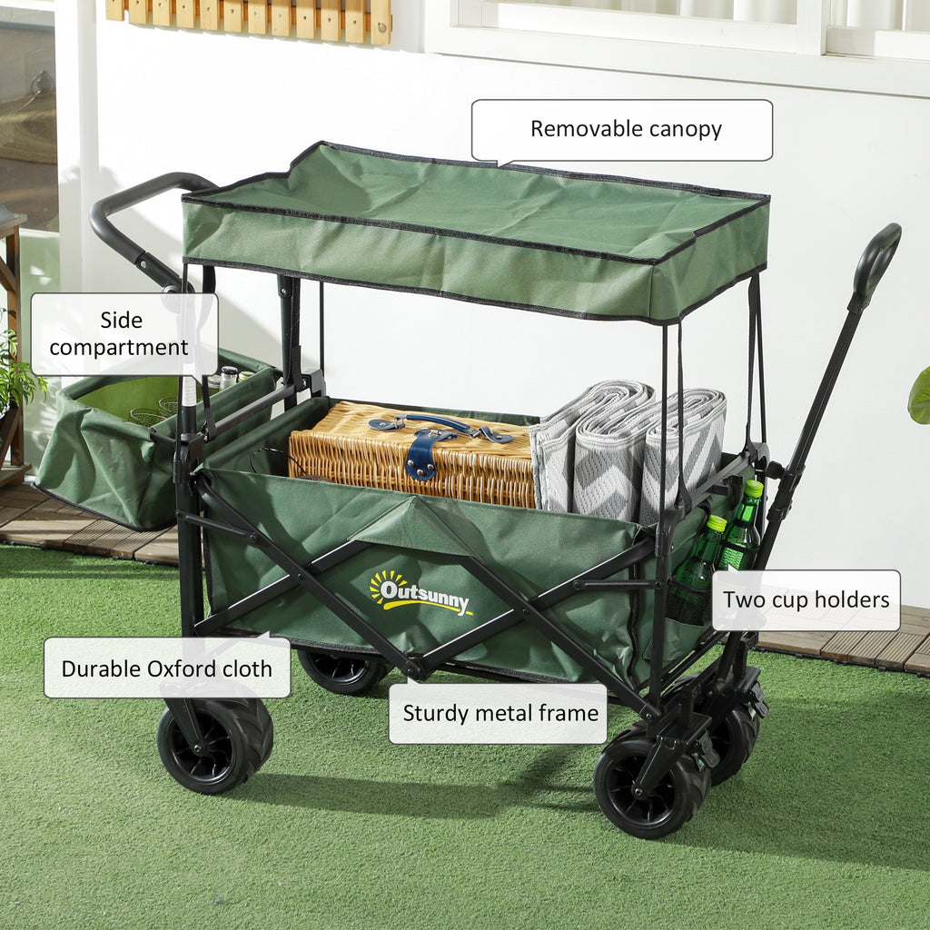 Garden Cart with Foldable, Wheels, Folding Pull-Along Wagon Removable Canopy - product gallery image 29