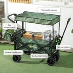 Garden Cart with Foldable, Wheels, Folding Pull-Along Wagon Removable Canopy - product gallery image 29