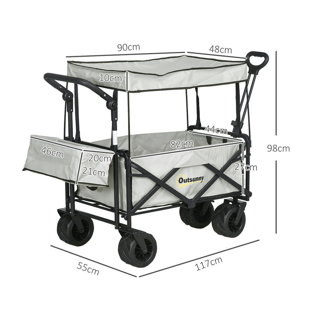 Garden Cart with Foldable, Wheels, Folding Pull-Along Wagon Removable Canopy - product gallery image 33