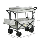 Garden Cart with Foldable, Wheels, Folding Pull-Along Wagon Removable Canopy - product gallery image 33