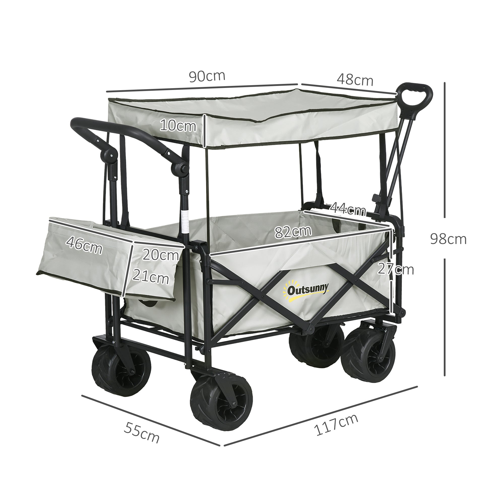 Garden Cart with Foldable, Wheels, Folding Pull-Along Wagon Removable Canopy - product gallery image 33