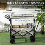 Garden Cart with Foldable, Wheels, Folding Pull-Along Wagon Removable Canopy - product gallery image 35