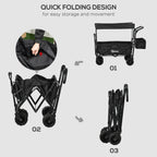 Garden Cart with Foldable, Wheels, Folding Pull-Along Wagon Removable Canopy - product gallery image 6