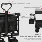Garden Cart with Foldable, Wheels, Folding Pull-Along Wagon Removable Canopy - product gallery image 7