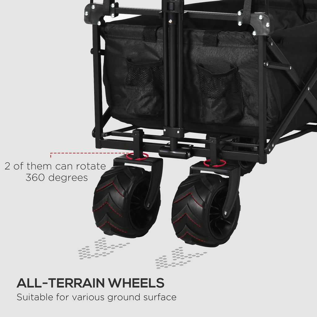 Garden Cart with Foldable, Wheels, Folding Pull-Along Wagon Removable Canopy - product gallery image 8