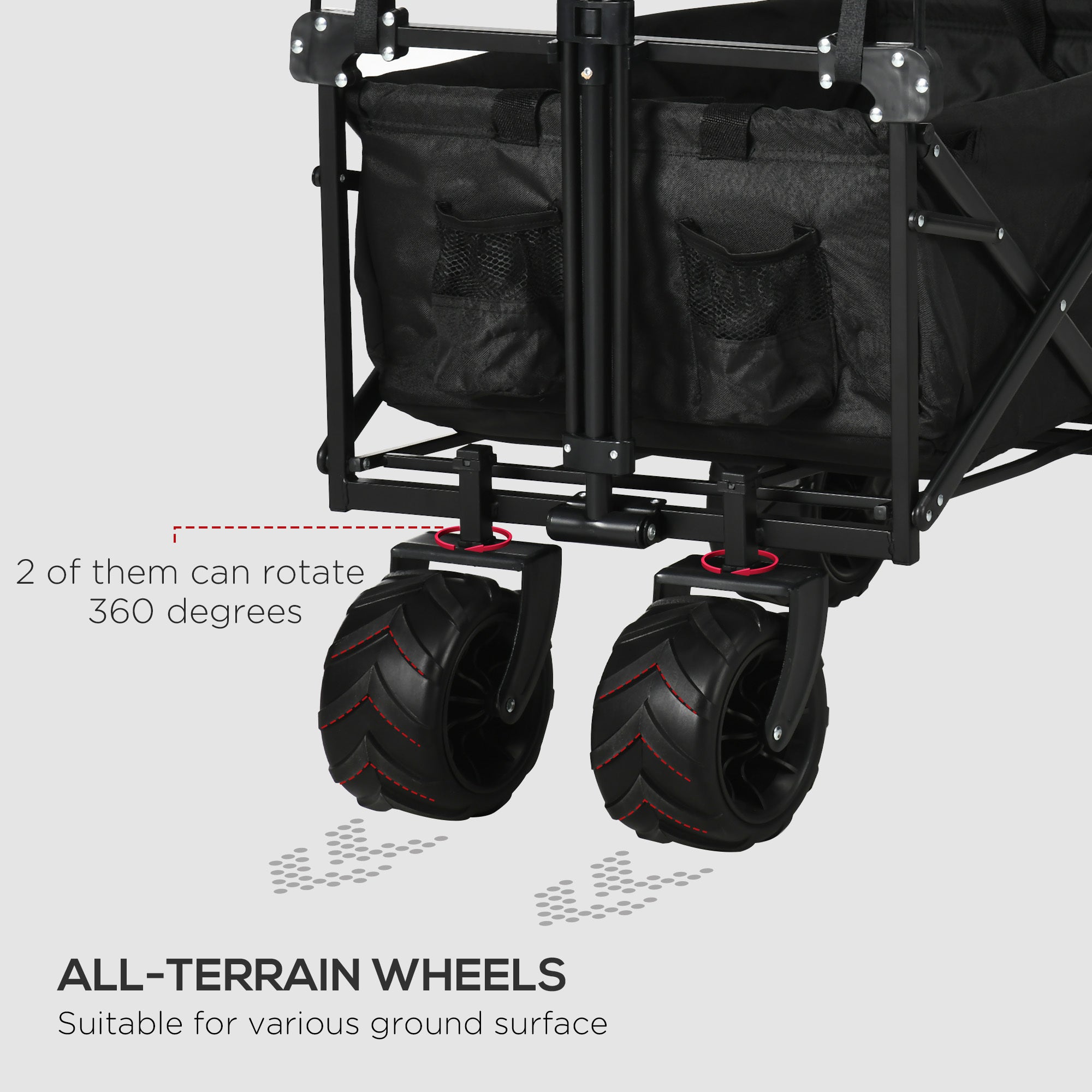 Garden Cart with Foldable, Wheels, Folding Pull-Along Wagon Removable Canopy - product gallery image 8