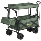 Garden Cart with Foldable, Wheels, Folding Pull-Along Wagon Removable Canopy - Green option