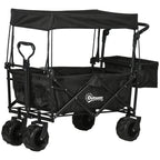 Garden Cart with Foldable, Wheels, Folding Pull-Along Wagon Removable Canopy