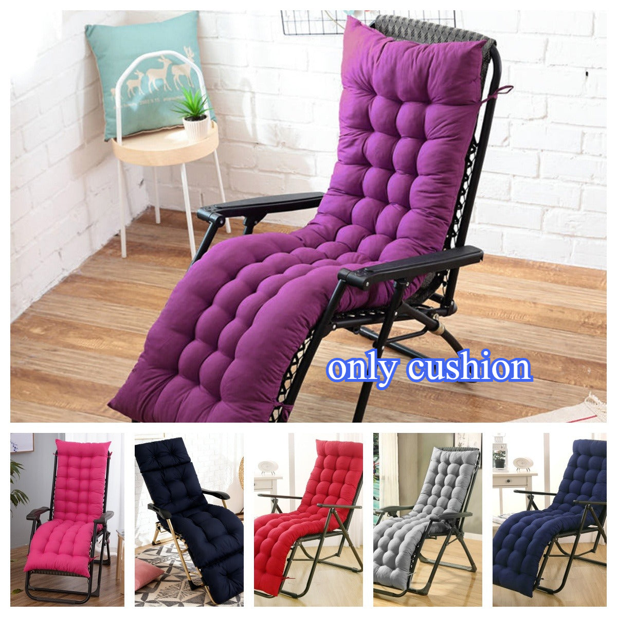 Garden Cushion with 8cm, 48*170*8cm, Patio Chair 170x48x8cm Extra Long Chaise - product gallery image 12
