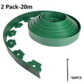 Garden Edging with 20m, 50m, Plastic, No-Dig Strip Ground Stakes Flexible Plastic - Green, 2 Pack-20m option