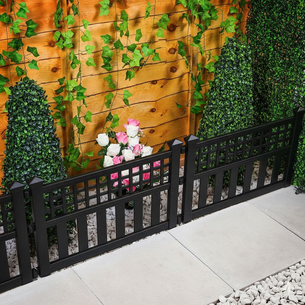 Garden Fence Panel with 240cm, Plastic, Pack of 4 for gardens and patios - Black, Pack of 4 option