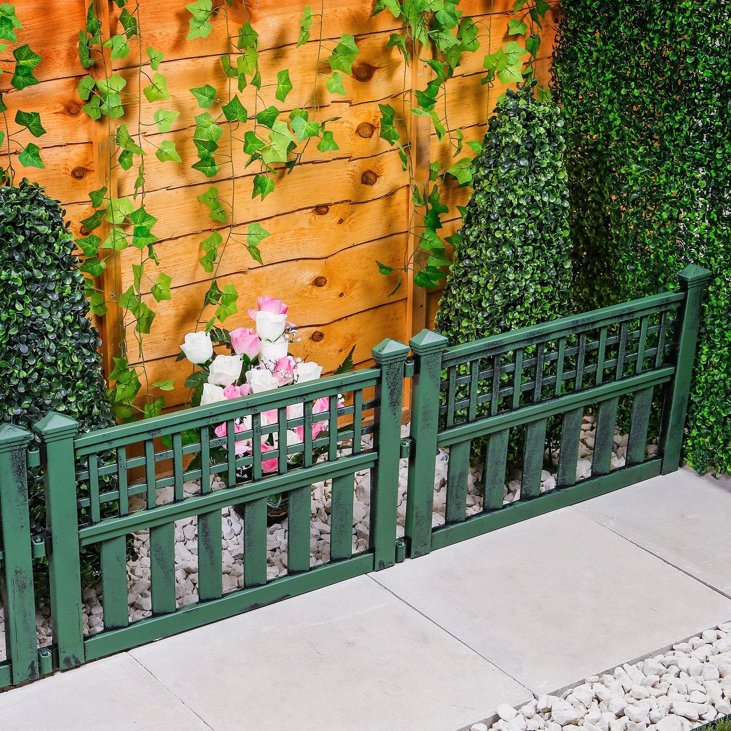 Garden Fence Panel with 240cm, Plastic, Pack of 4 for gardens and patios - Green, Pack of 4 option