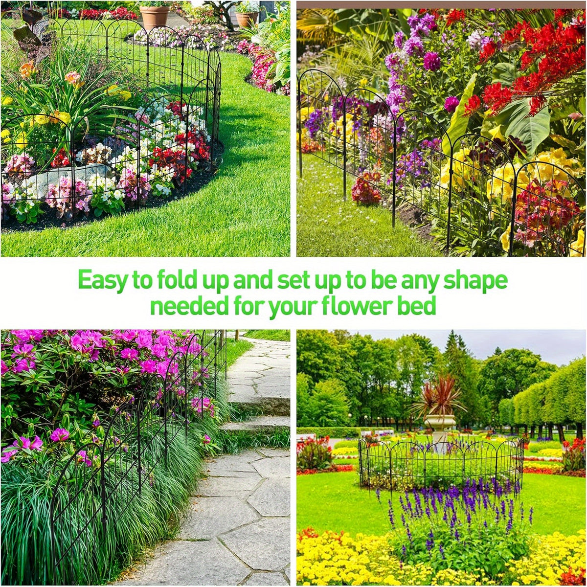 Garden Fence Panels & Edging with Foldable, Metal, 10 Pack - product gallery image 10